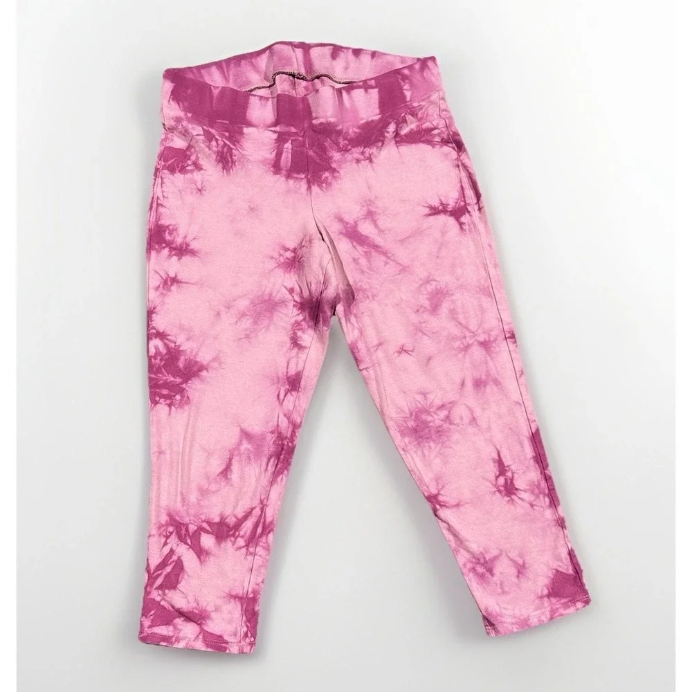 Torrid Pink Purple Tie Dye Cropped‎ Leggings Plus Size 1 Stretch Cotton Casual